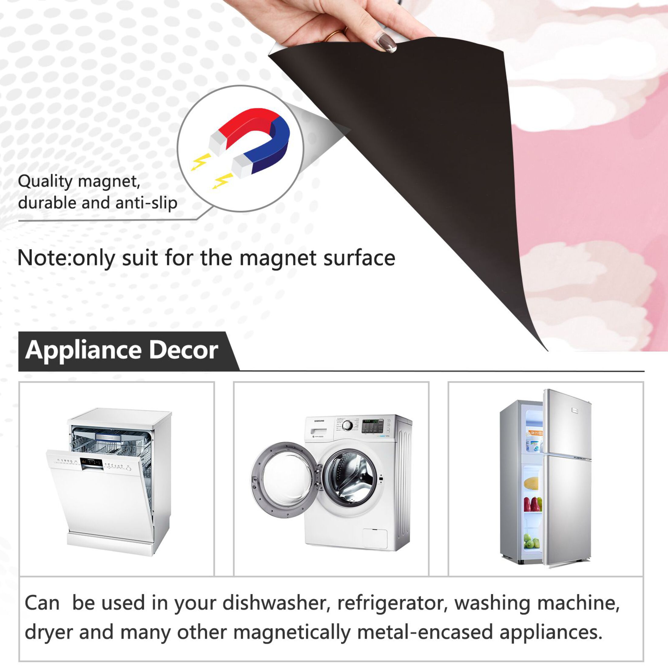 Dishwasher Magnetic Refrigerator Magnet Cover Sticker Home Decorative 23"x26" White Poodles