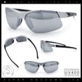 thumbnail image 2 of SA106 Semi Rimless Sport Sunglasses UV400 Lightweight Performance Eyewear Silver Frame - Silver Mirror Lens, 2 of 7