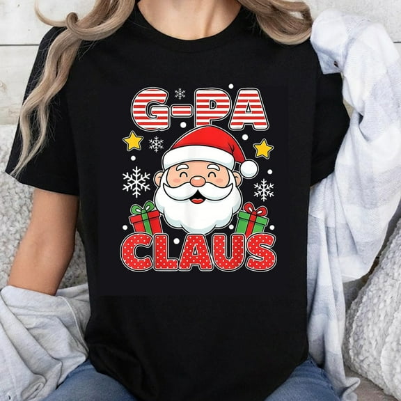 100% Cotton Christmas G PA Claus Santa Shirt Funny Holiday Gift for Grandpa Family Xmas T-Shirt Men Women Unisex Top