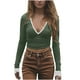 thumbnail image 3 of Conjuntos de otoño para mujer,Blusa informal de poliéster con cuello en V y manga corta para mujer, ideal para usar en cualquier temporada, sopatenor, 3 of 9
