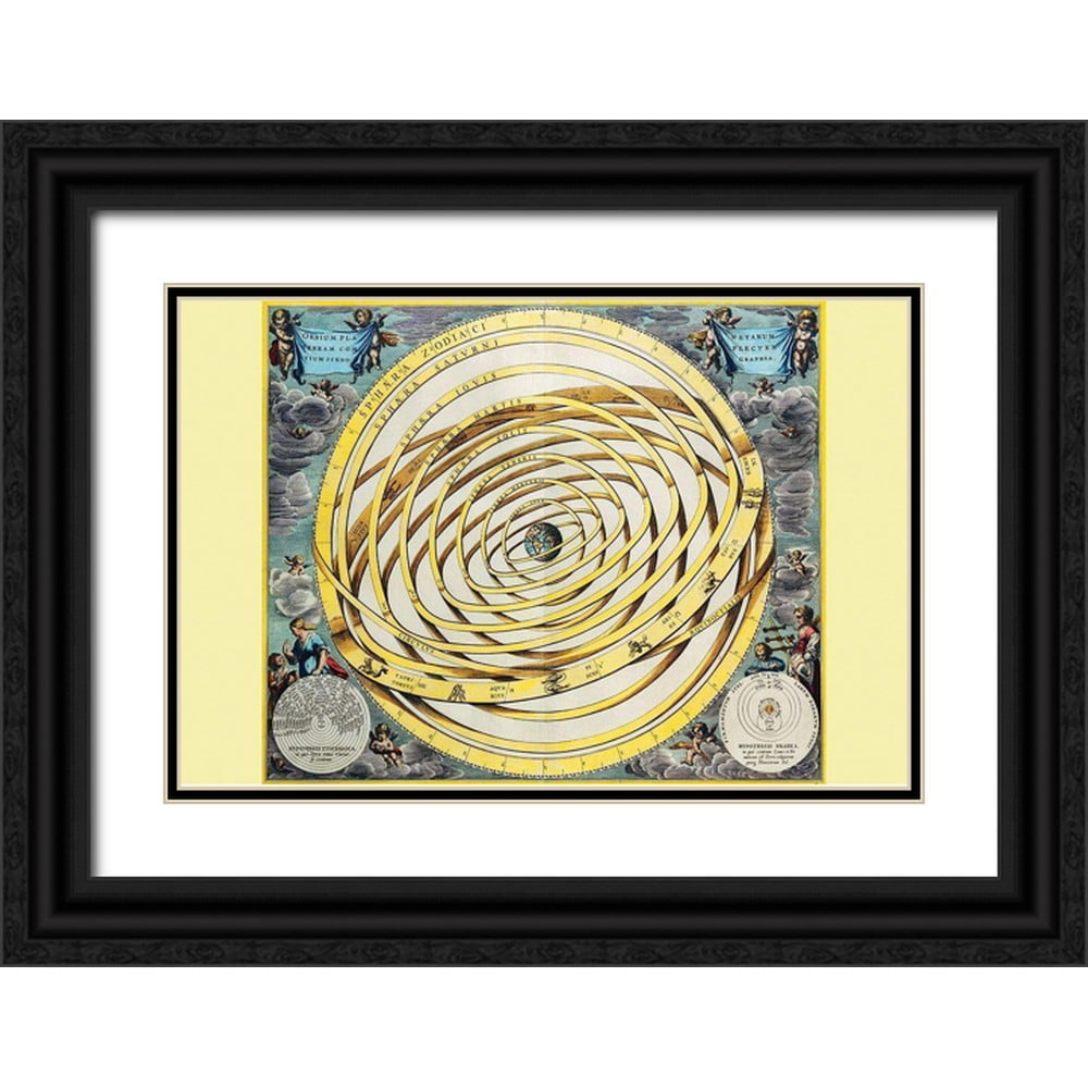 Cellarius Andreas 24x17 Black Ornate Wood Framed with Double Matting Museum Art Print Titled - Celestial Map