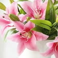 thumbnail image 3 of 8 Pcs Artificial Lily Real Touch Easter Lily Spring Flowers for Wedding Home Easter Decoration Plastic Lily Faux Flowers (Pink, 8), 3 of 6