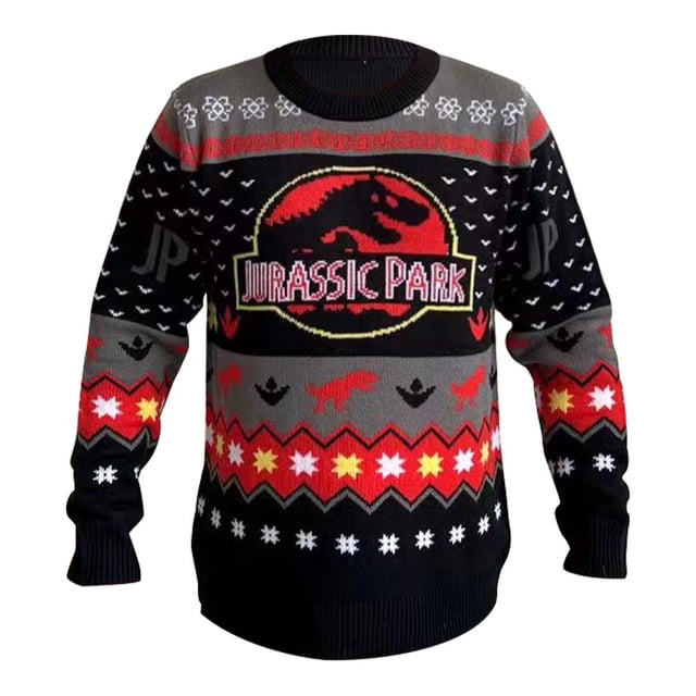 Suéter Jurassic Park Navideño para Hombre Talla G Color Negro