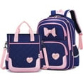 thumbnail image 1 of 2Pcs Bowknot Wave Point Prints Primary School Bookbag Rucksack Kids School Backpack Sets Student Book Bag for Students, 1 of 5