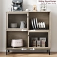 thumbnail image 4 of FOLDLIFE Rattan Buffet Cabinet with Storage, Sideboard Cabinet with Sliding Door,Coffee Bar Cabinet, Modern Accent Cabinet Console for Kitchen, Dining Room, Living Room, Hallway, Entry,Grey, 4 of 7
