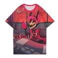 thumbnail image 4 of Hazbin Hotel Moda Casual Mujer Impreso Manga Corta Cuello Redondo Pullover Tops Rojo/3XL, 4 of 6