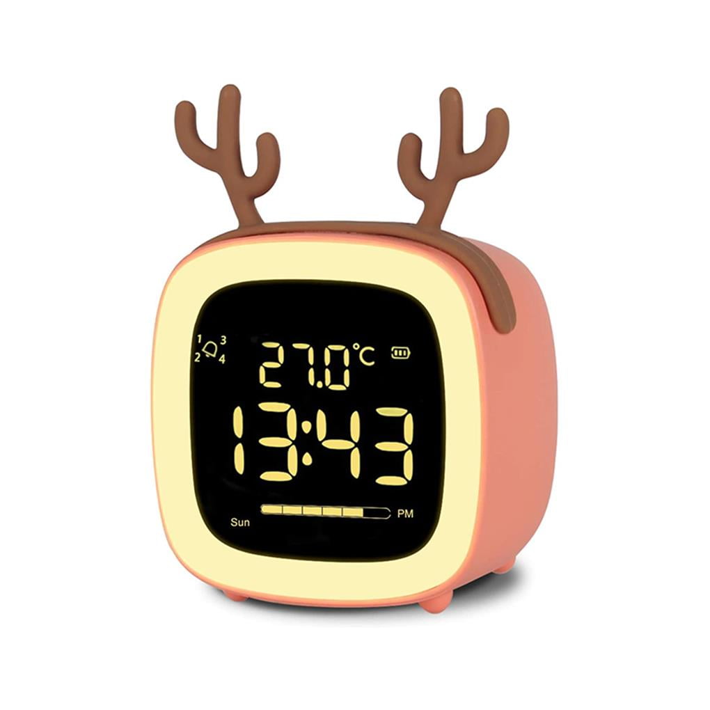 Child Alarm Clock Rechargeable Digital Alarm Clock Night Light Cartoon