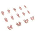 thumbnail image 3 of Medium French Press on Nails Coffin Pink Ballerina Gradient Fake Nails Heart Full Cover Rhinestones False Nails for Women and Girls 24PCS, 3 of 6