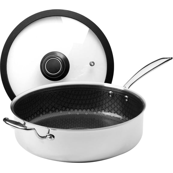 Black Cube CeramicQR Cookware - Made in France Quick Release Sauté Pan with Glass Tempered Lid - 11-Inch - Ceramic Nonstick Sauté Pan for Induction Cooktops