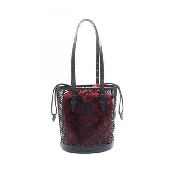 Pre-Owned Louis Vuitton Bucket PM Monogram Lace Handbag, Leather, Patent Women's, Black (M20352)