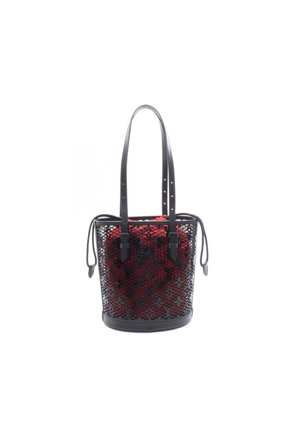 Pre-Owned Louis Vuitton Bucket PM Monogram Lace Handbag, Leather, Patent Women's, Black (M20352)