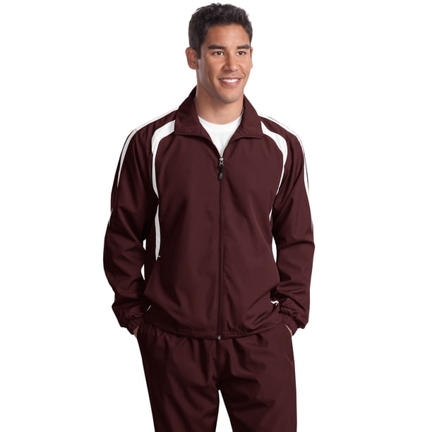 DESCATALOGADO Sport-Tek Tall Colorblock Raglan Jacket LT Maroon/ White deporte-tek TJST60