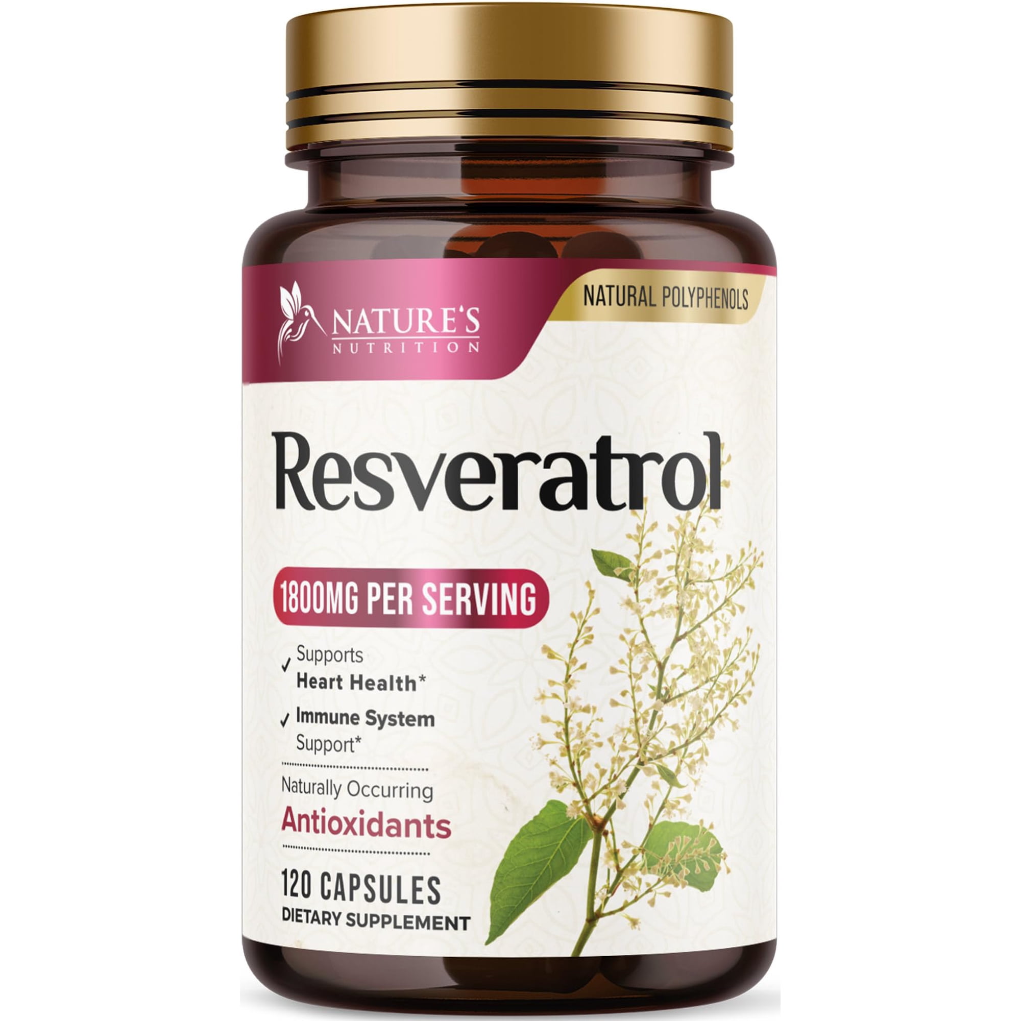 Resveratrol Supplement - 1800mg Per Serving Extra Strength Resveratrol Blend - Antioxidant Blend for Healthy Aging, Heart Health, Cellular Energy & Immune Support - Bottled in USA - 120 Capsules