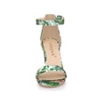 thumbnail image 6 of BLISSFUL STEP Women's Shoes Flower Print Open Toe Block High Heels Summer Sandals Green 6.5, 6 of 7