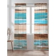 thumbnail image 2 of Turquoise Brown Gradient Sheer Curtains 2 Panels Set Abstract Vintage Wood Grain Lihgt Filtering Rod Pocket Voile Drape, Semi Sheer Window Curtains for Bedroom Living Room, 52"x108", 2 of 5