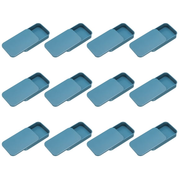 12Pack Slide Top Tin Containers, 3"x2"x0.6" Mini Metal Empty Tins Box with Sliding Lids, Blue