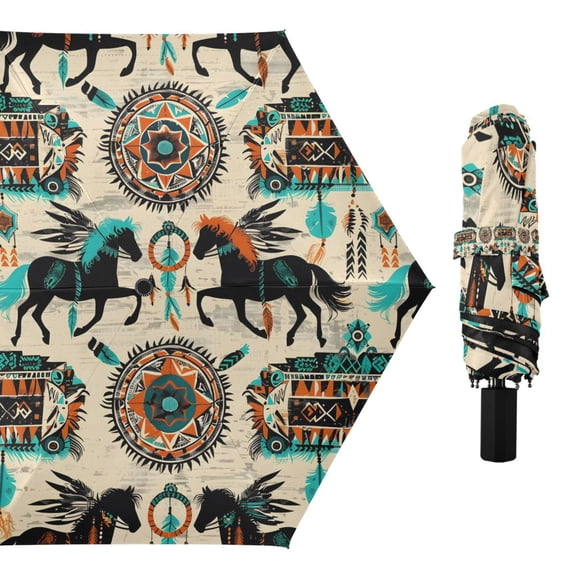 Indian Horse Compact Sun Umbrella Windproof Travel Umbrellas for Rain Strong Portable UV Protection