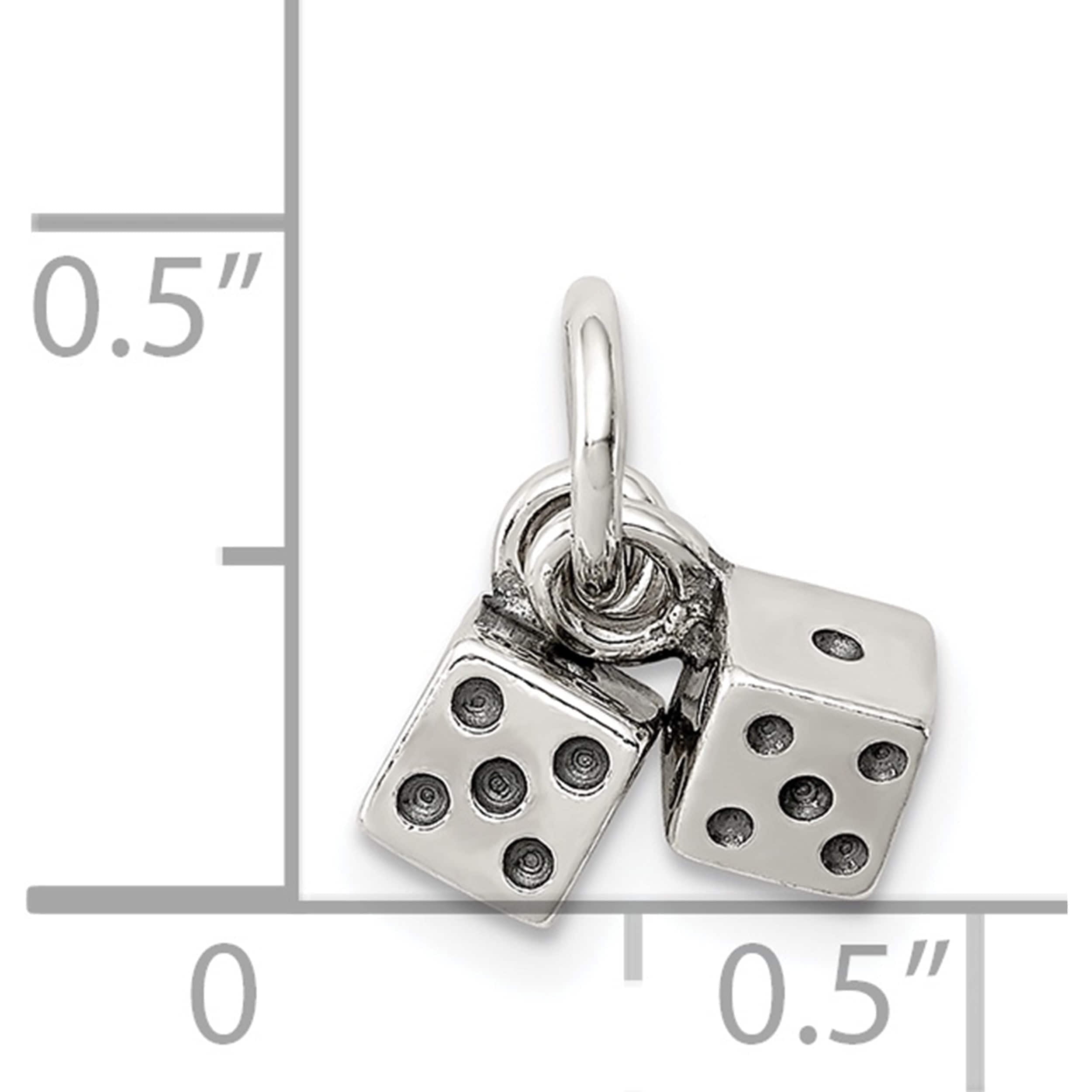 Sterling Silver Antique Dice Charm (11 X 11) Made In Thailand qc4727