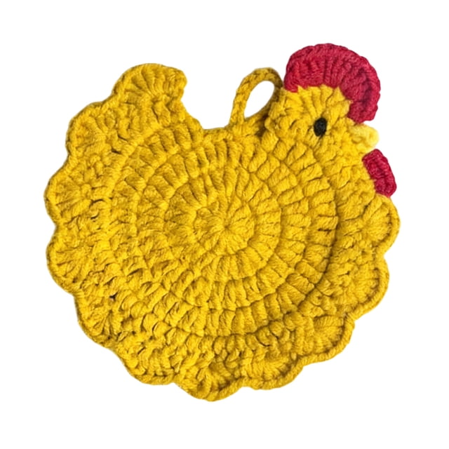 Tauxra Handmade Crochet Chicken Coasters 4.72 Inch Cotton Heat Resistant Table Protector For Kitchen Dining Room