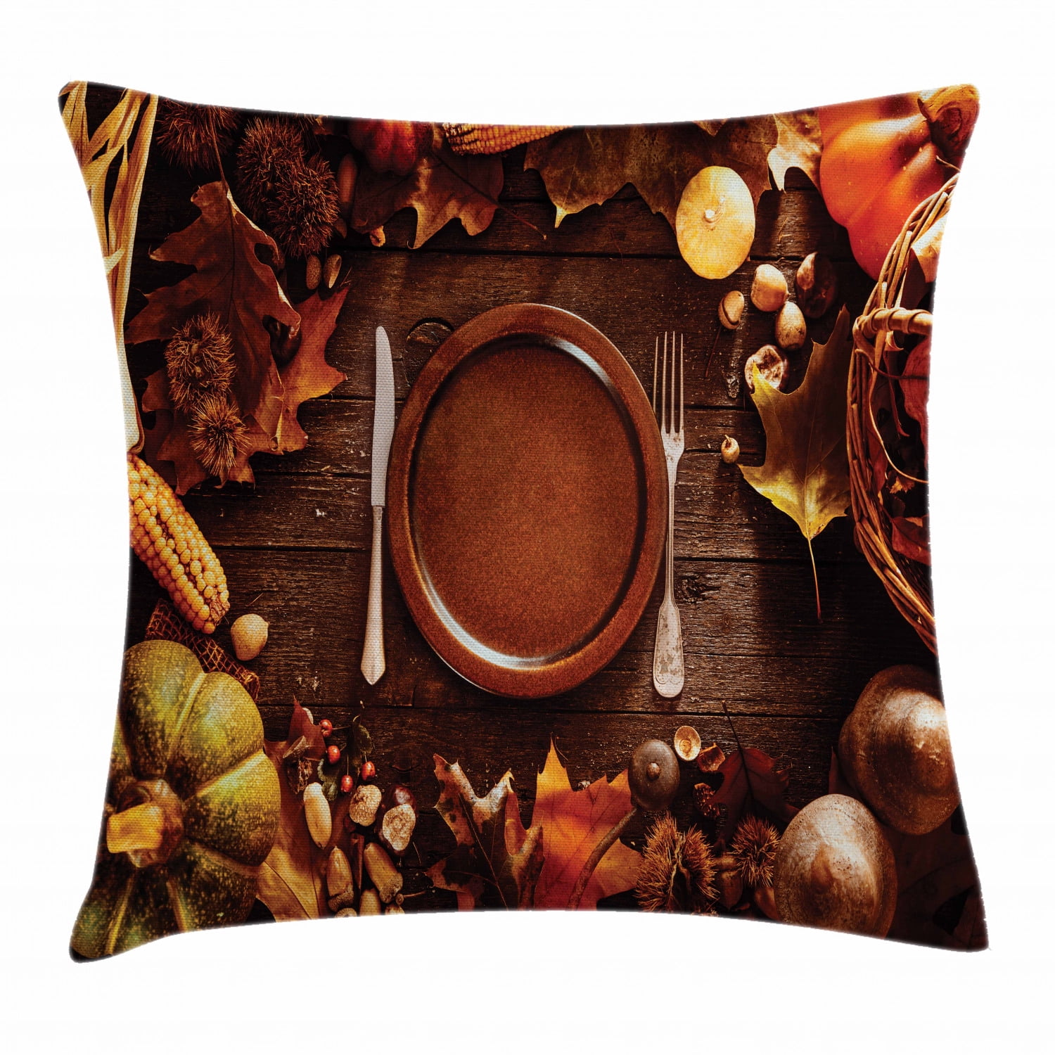 Harvest Throw Pillow Cushion Cover, Dinner at Thanksgiving Fall Color
