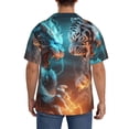 thumbnail image 3 of Rateoe Blue Dragon And White Tiger Print Mens Front Pocket Hawaiian Shirts Casual Shirts Short Sleeve Button Down Beach Tropical Shirts-Small, 3 of 5