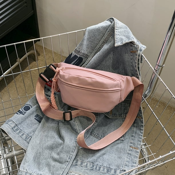 Rinonera grande para viajes en la playa rinonera de color solido bolso sencillo rosa Bodega Aurrera en linea