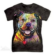 The Mountain Cotton Beware Of Pit Bulls Design Novelty Womens T-Shirt (Black, M)