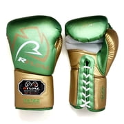 RIVAL Boxing RS100 Pro Lace-Up Sparring Gloves - 14 oz. - Green/Gold