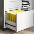 thumbnail image 3 of BELLEZE 3-Drawer Mobile File Cabinet Desk with Fast Charger Station, Rolling Printer Stand with 2-tier Open Shelves, Lateral Filing Cabinet For Home Office (Rider Desk - White), 3 of 7