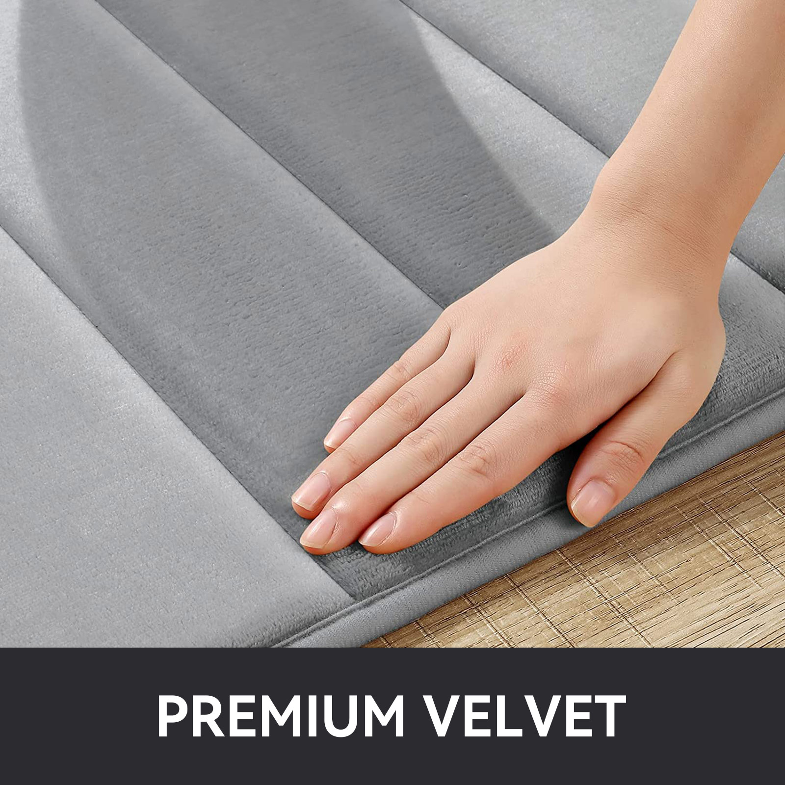 Tripumer Memory Foam Bathroom Mat Set Bathroom Rug Set 3 Piece Non Slip Extra Absorbent Thick Soft Dry Bathroom Mat Sets for Bathroom Washable Carpets Set Light Gray