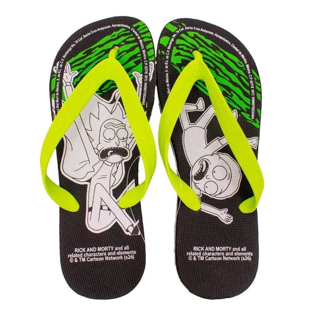 Sandalia Rick & Morty para Caballero, con Diseño Negro Talla 28