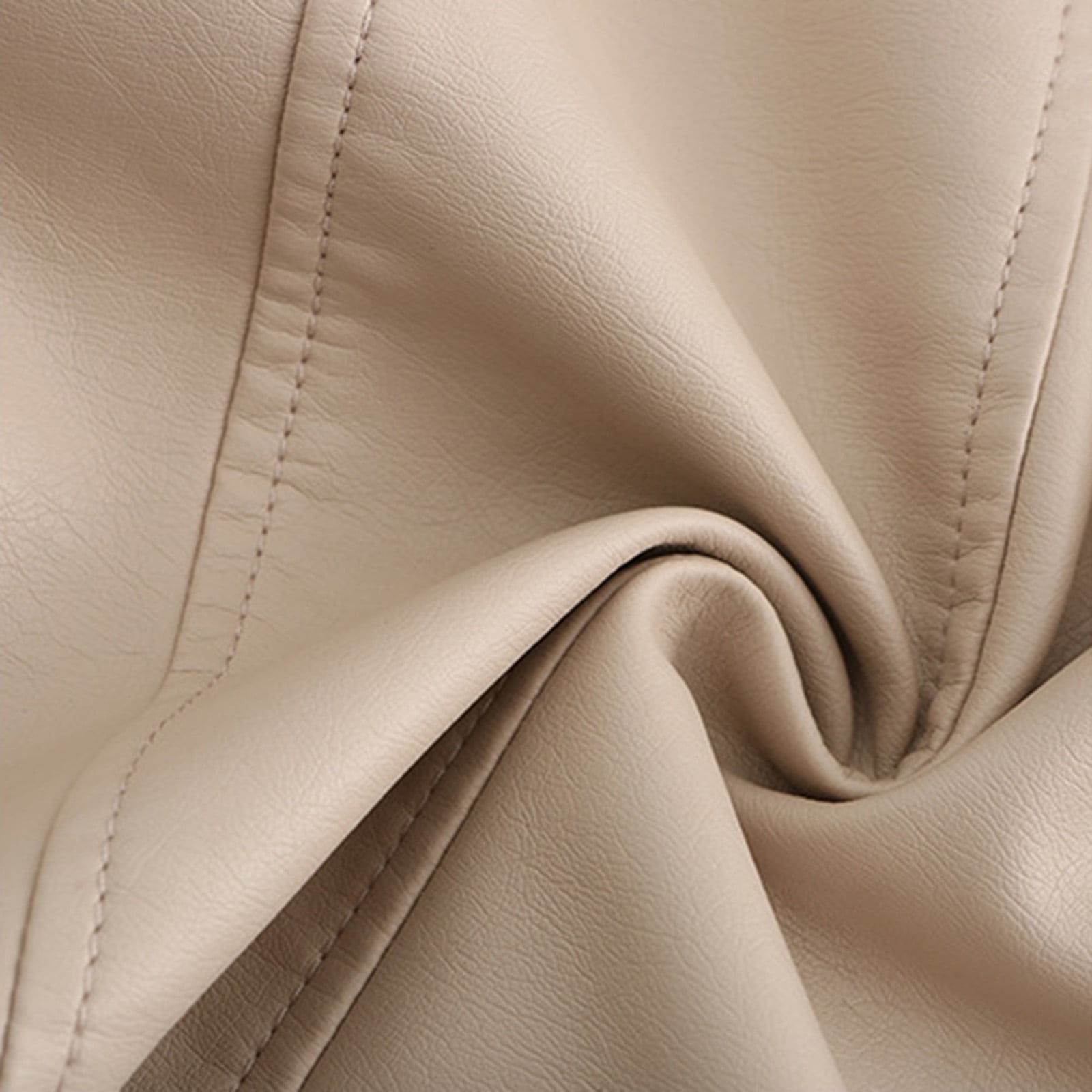 Gifts for Girls! QATAINLAV Women's Casual Light Studded Shoulder Moto Biker Jackets Solid Casual Oblique Zip Faux Leather Motorcycle Coat Beige XL