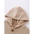 thumbnail image 3 of Fdqin Boys Hoodies 3 Piece Waffle Button Sweatshirts Long Sleeve Loose Pullover with Pocket Grey Beige Khaki 5-6 Years, 3 of 7