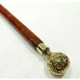 thumbnail image 3 of NAUTICALMARTUS Antique Brass Design Ball Designer Head Handle Leather Wooden Walking Stick Shaft Cane Decorative Gift, 3 of 4