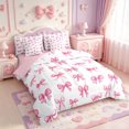 thumbnail image 2 of Manfei Princess Bowknot Ribbon 7-Piece Twin Bedding,Pink Dreamy Bow Tie Bedding Comforter Set,Pink Reversible, 2 of 7