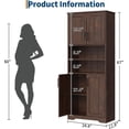 thumbnail image 5 of EastVita Bathroom Cabinet Farmhouse Storage Cabinet with Glass Doors and Adjustable Shelves Freestanding Kitchen Pantry Cabinet Cupboard for Living Room Dining Room-Reddish Brown 67 H, 5 of 8
