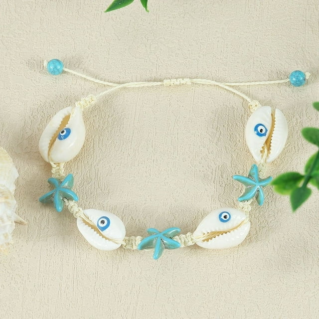 Nvzi Pulsera Bohemia Pulsera de Tortuga Marina Pulsera de Estrella de Mar Pulsera de Concha Tejida a Mano Pulsera de Playa Pulsera de Playa de Verano Estilo E
