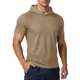 thumbnail image 2 of TKKCS Mens Mesh Hoodies- Short Sleeve Breathable Gym Workout Quick-Dry Hooded T-Shirts Khaki Size S, 2 of 9