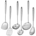 thumbnail image 1 of 18/10 Stainless Steel Kitchen Utensils Set, 6 PCS All Metal Professional Cooking Utensils, 15" Long Kitchen Tools - Spatula, Ladl, 1 of 9