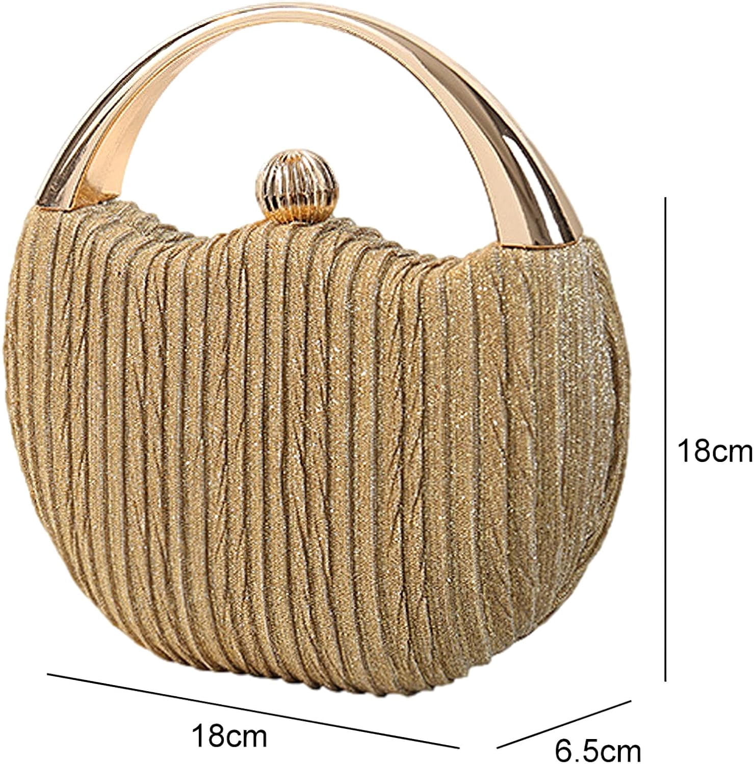 Evening Bag Clutch Purses Pleated Round Hard shell Crossbody Handbag with Chain Strap for Women Wedding Party Formal