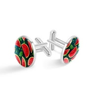 Watermelon Elegant Men's Cufflinks for Formal Attire, Made of Stainless Steel, Ideal for Weddings and Business Meetings