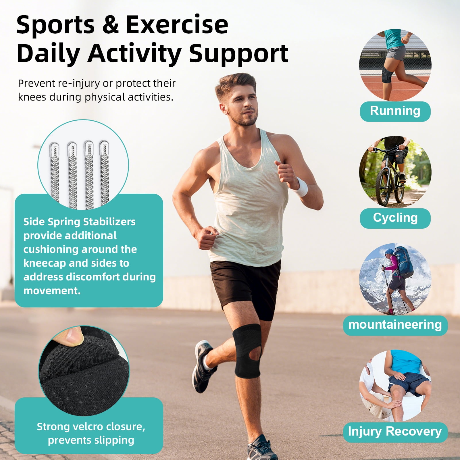 Knee Brace with Side Stabilizers, Durable, Adjustable Tension & Comfortable Fit, Breathable Knee Support for Meniscal Tear Knee Pain ACL/MCL Arthritis Injury Recovery for Men Women (XL)