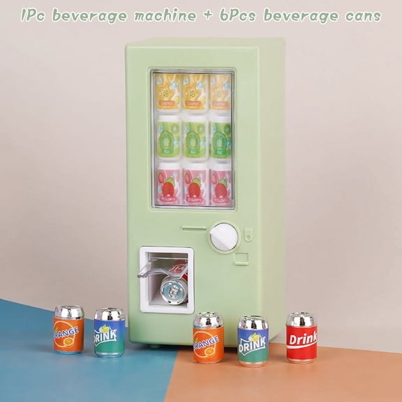 1Set 1:12 Dollhouse Miniature Beverage Machine Drink W/Drink Cans Model Supermarket Decor Toy Doll House Accessories