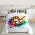 thumbnail image 2 of Homewish Baseball Sport Game Full Size Comforter Sets,Watercolor Splashing Ink Bedding Comforter Set,Brown White Bedding Sets For Teens,Super Cozy Room Decor Reversible,3 Pieces, 2 of 8