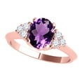 thumbnail image 5 of AoneJewelry 10K Rose Gold Oval Amethyst and Diamond Ring 1.55 Carat Gemstone Jewelry for Women, 5 of 5