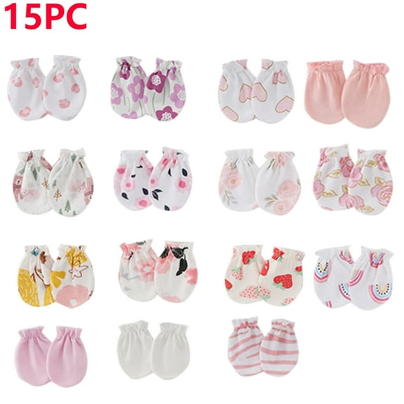 SGFCWSX Baby Winter Gloves Knit Snow Play Scratch Mittens for Boys Girls 15 Pairs Cute Print Gloves White Size 0-12 Months