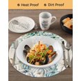 thumbnail image 3 of 15 Inch Round Placemats Set of 4, Teal Grey Pumpkin Fall Non Slip Heat Insulation PP Table Mats, Thanksgiving Eucalyptus Leaves Washable Place Mats for Kitchen Dining Party Table Decor, 3 of 7