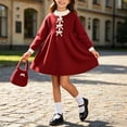 thumbnail image 2 of Busydd Girls Knit Long Sleeve Dress 1-8 Years Fashion Comfy Solid Color A Line Fall Dress Casual Cute Knee Length Girls Sweater Dresses 7-8 Years, 2 of 10