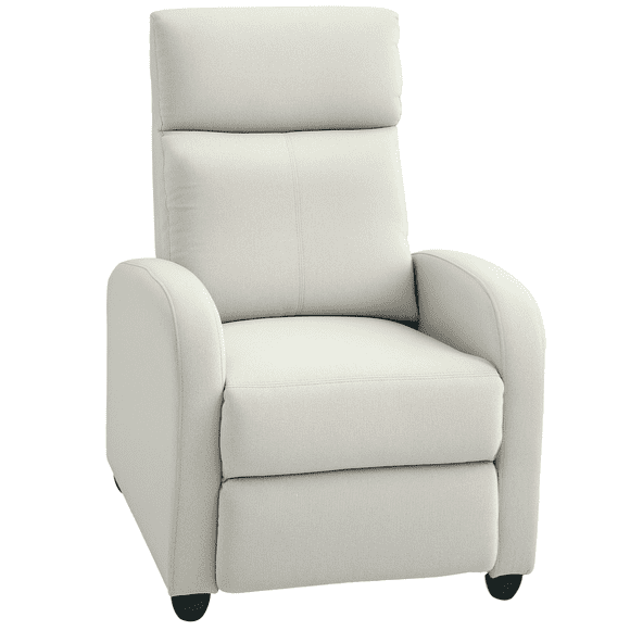 Cream White Linen-Look Fabric Recliner Chair - Manual Home Theater Seating for Living Room, Reading & Napping - 27.3"W, Comfortable & Durable Design