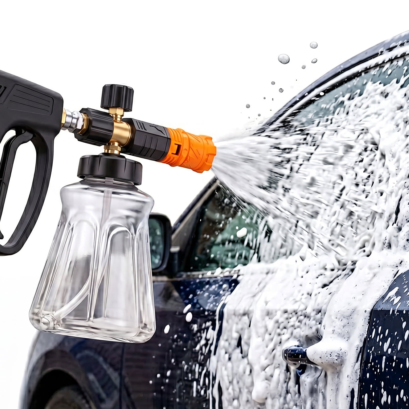 Professional Foam Cannon for Pressure Washer, 1000-4000 PSI Snow Foam Lance with 1.1mm & 1.2mm Orifice Nozzles, 360° Adjustable Spray Pattern, 1/4" Quick Connector for Car Wash and Home Cleaning
